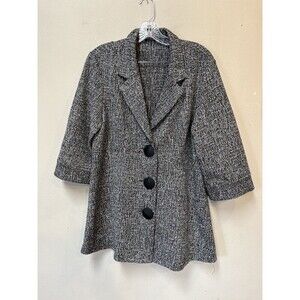 Lior Rainbow Tweed Jacket Black White Peplum L